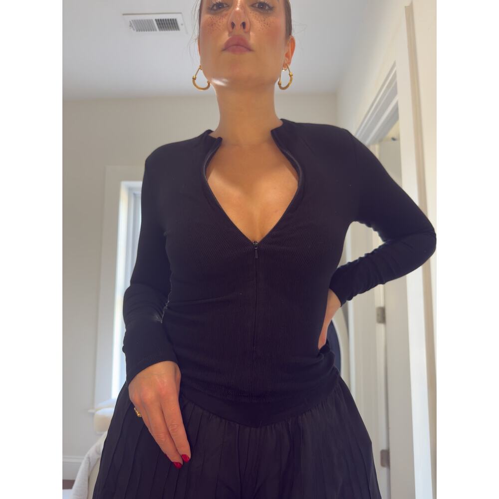 Joah Brown “Invisible Zip” Long Sleeve Top – Black (Size S/M)